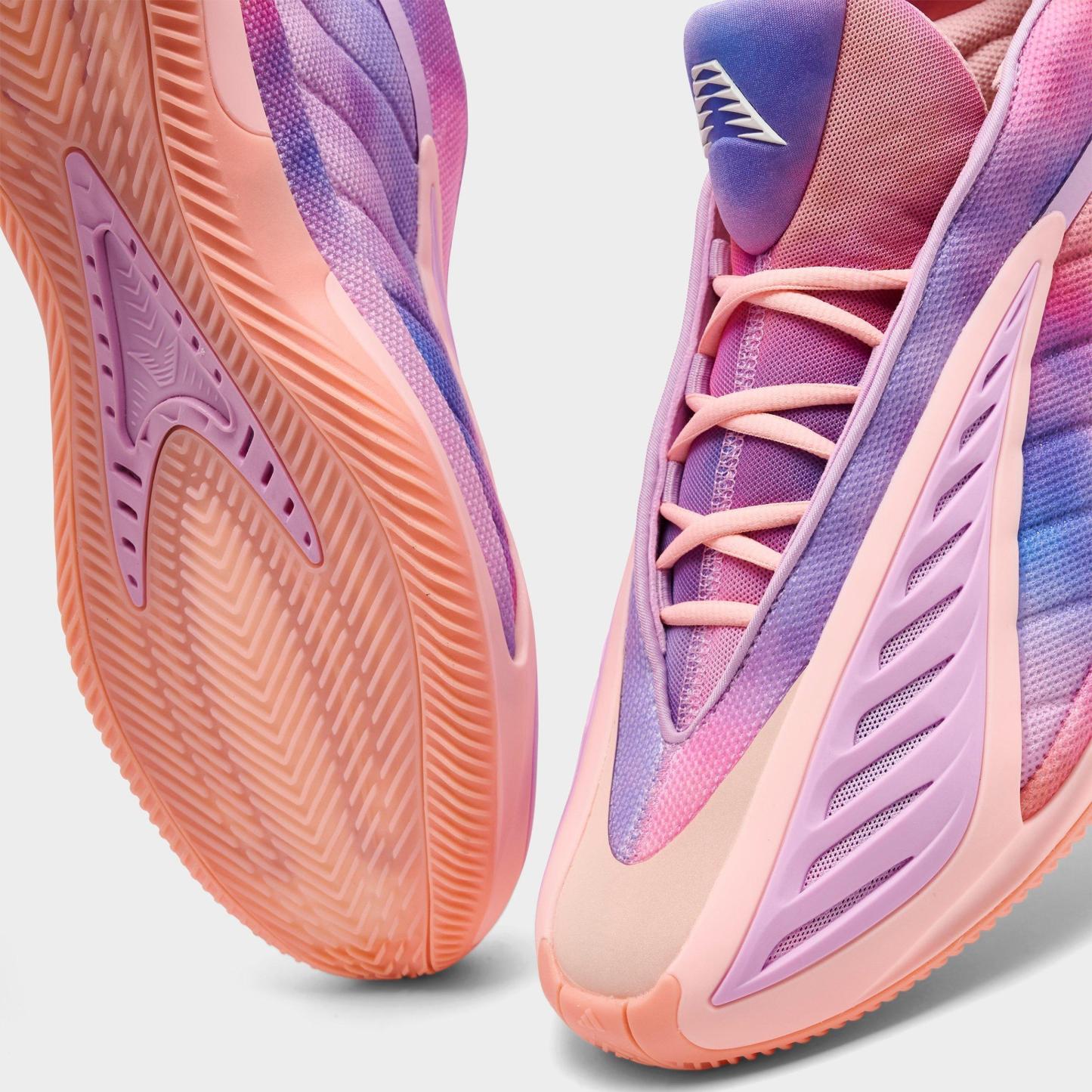 Men's adidas Anthony Edwards 2 Basketball Shoes - Haze Coral/Bliss Lilac/Zero Metallic - Detail shot
