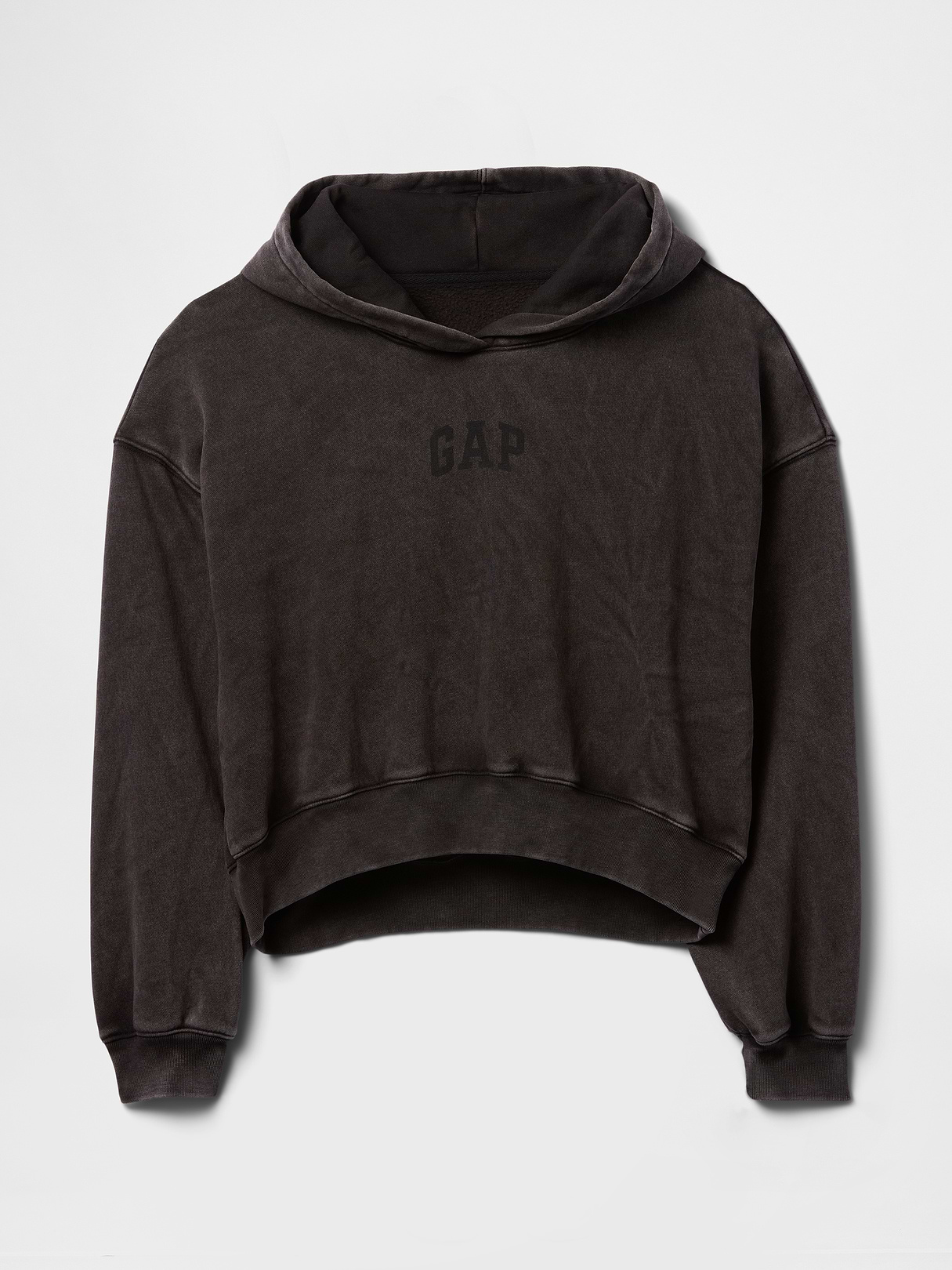 VintageSoft Crop Logo Hoodie - Moonless night