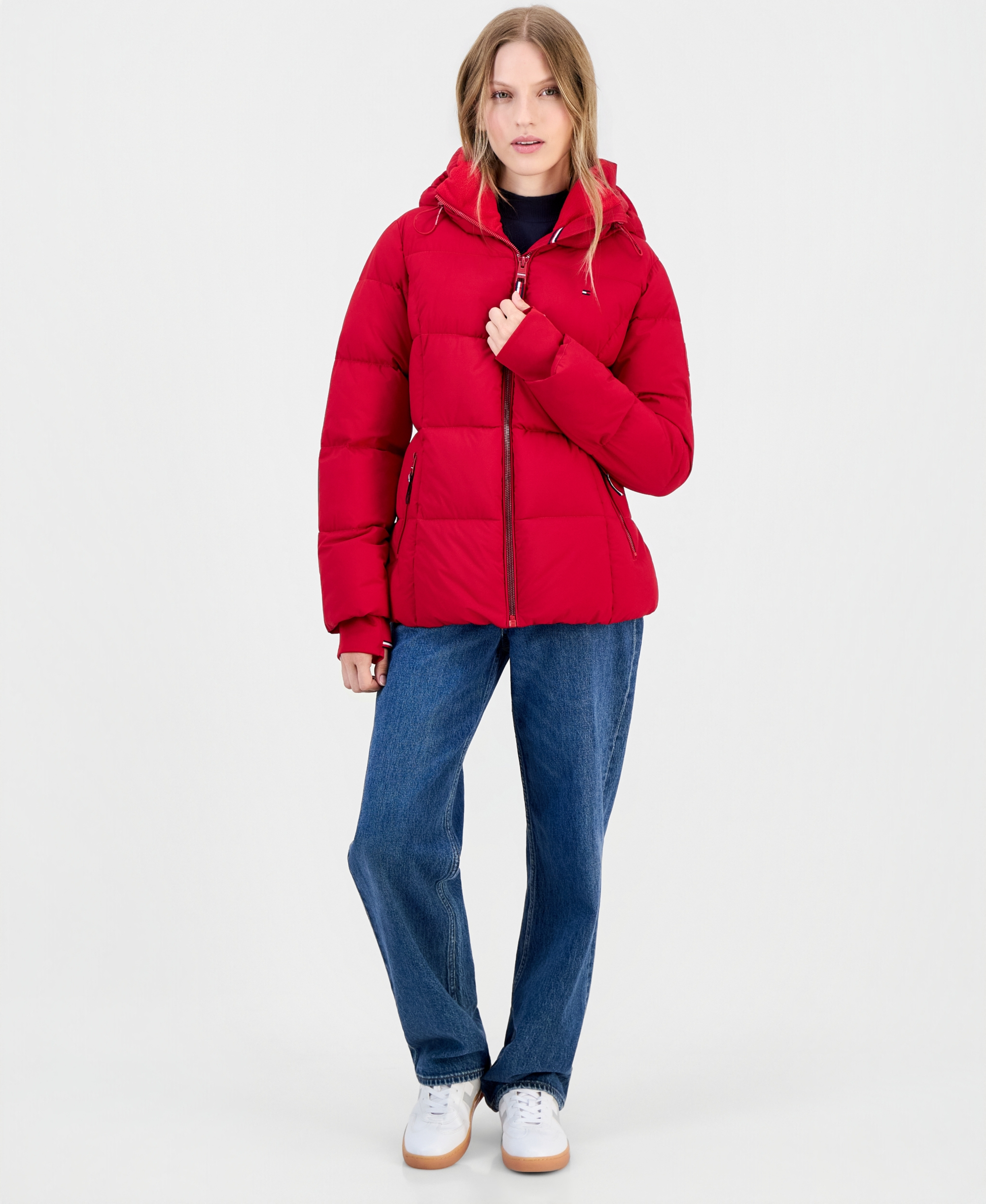 Tommy Hilfiger Women's Short Hooded Puffer Jacket, Created for Macy's - Crimson