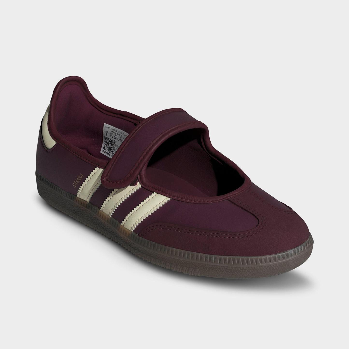 Women's adidas Originals Samba Jane Casual Shoes - Part 1 - Maroon/Cream White/Gold Metallic - Both shoes facing left