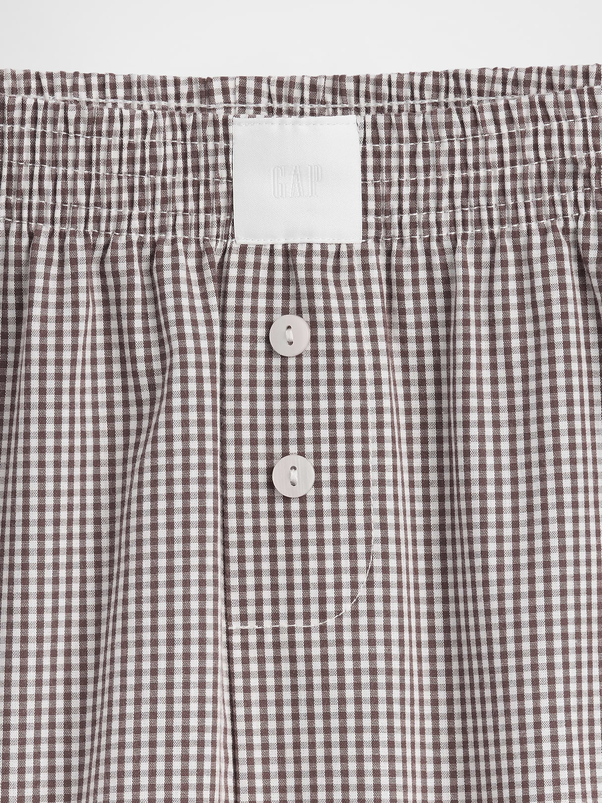 Poplin PJ Boxer Shorts - Brown gingham