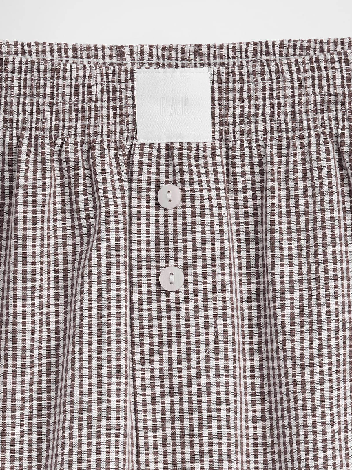 Poplin PJ Boxer Shorts - Brown gingham