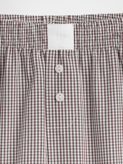Poplin PJ Boxer Shorts - Brown gingham