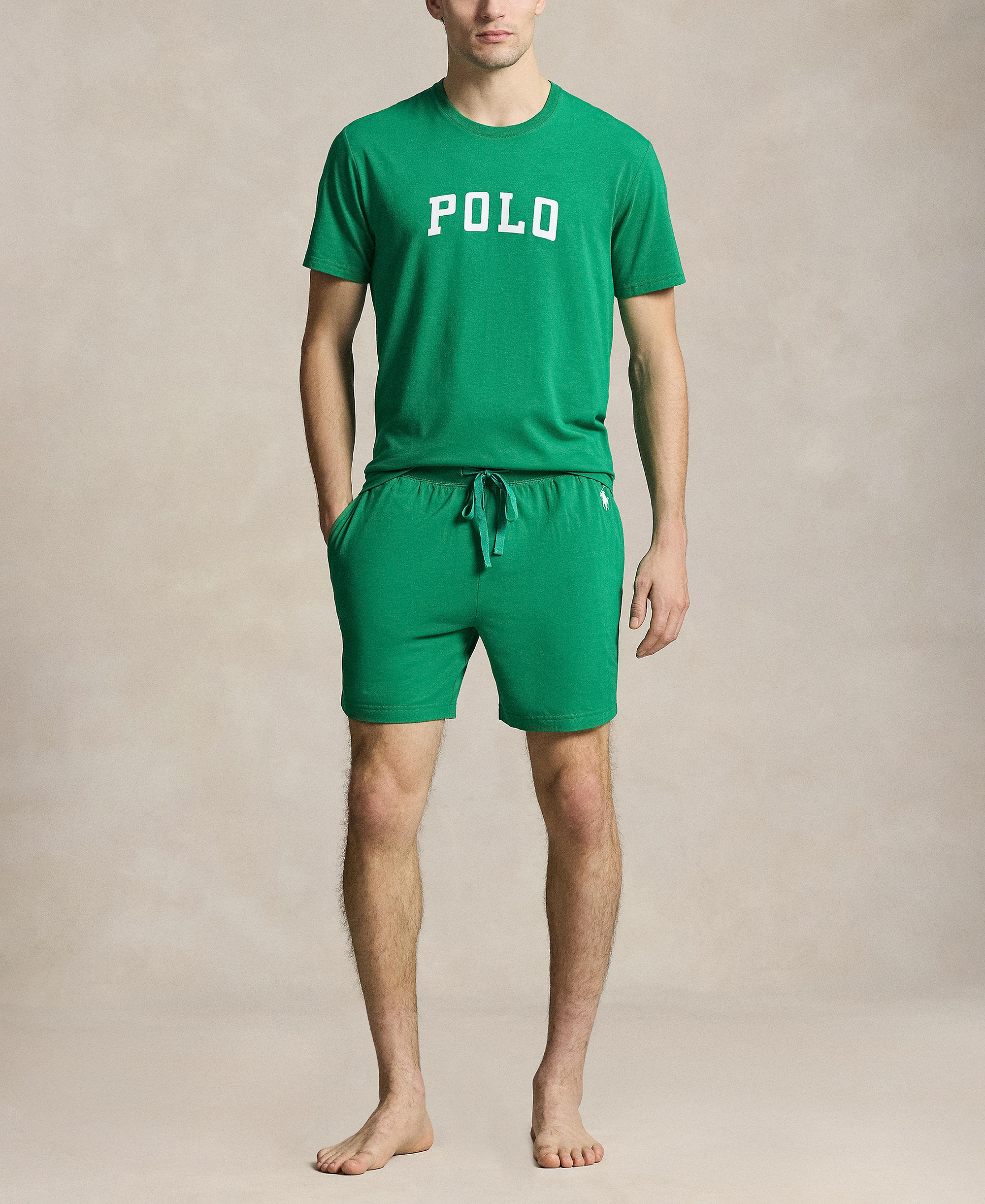 Polo Ralph Lauren Men's Regular-Fit Pajama Shorts - Billiard/White logo