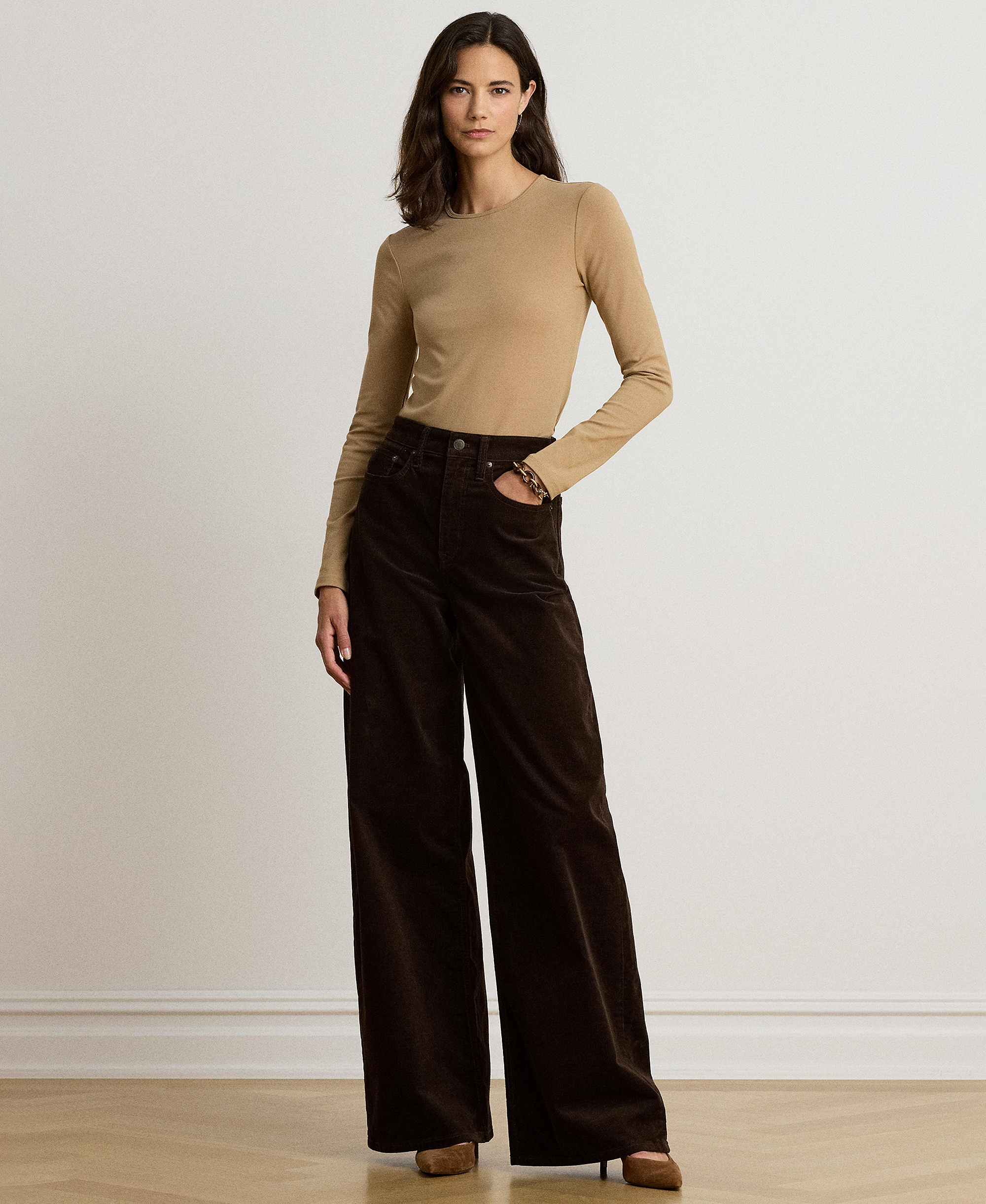 Lauren Ralph Lauren Cotton-Blend Long-Sleeve Top - Lauren Camel