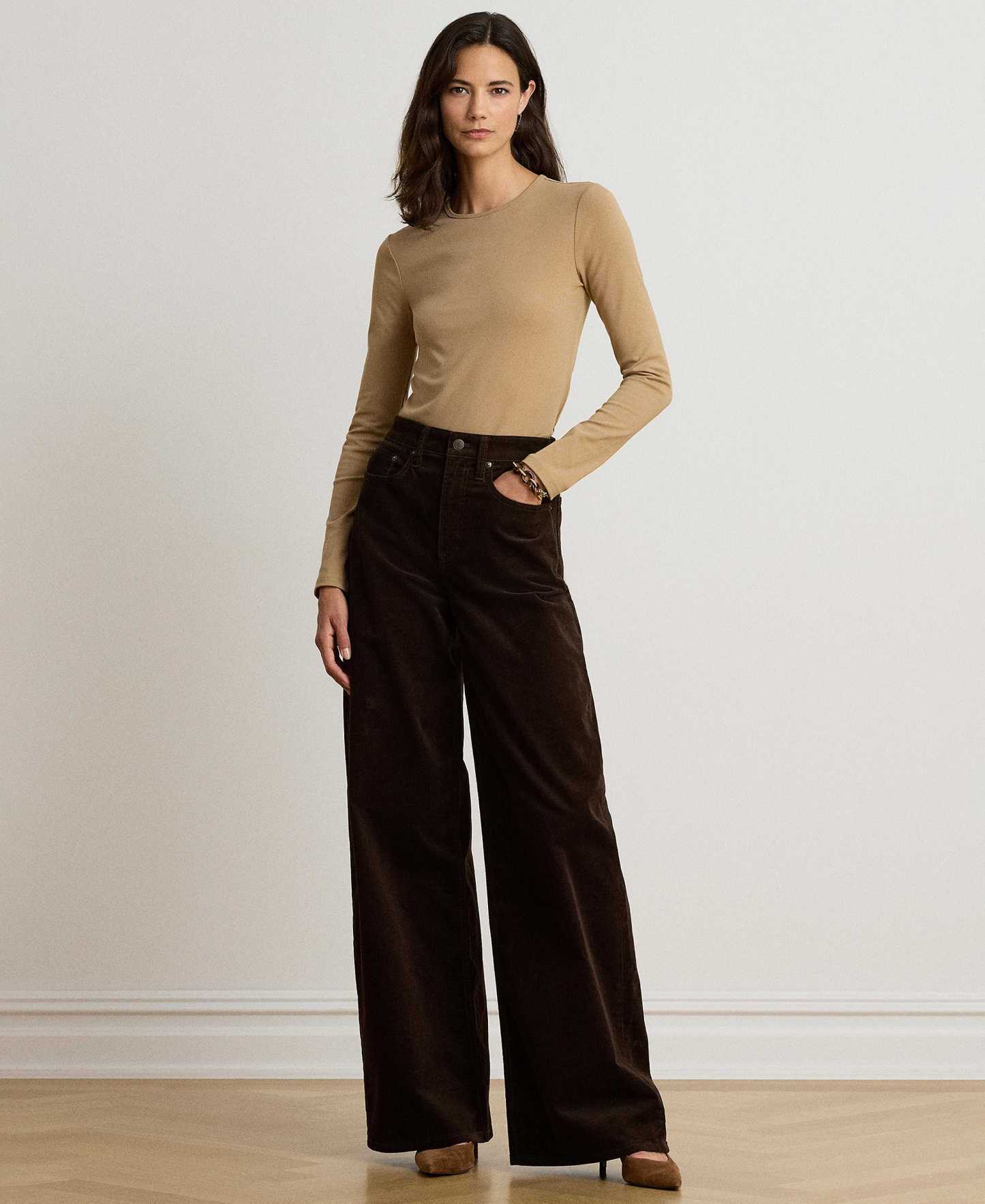 Lauren Ralph Lauren Cotton-Blend Long-Sleeve Top - Lauren Camel