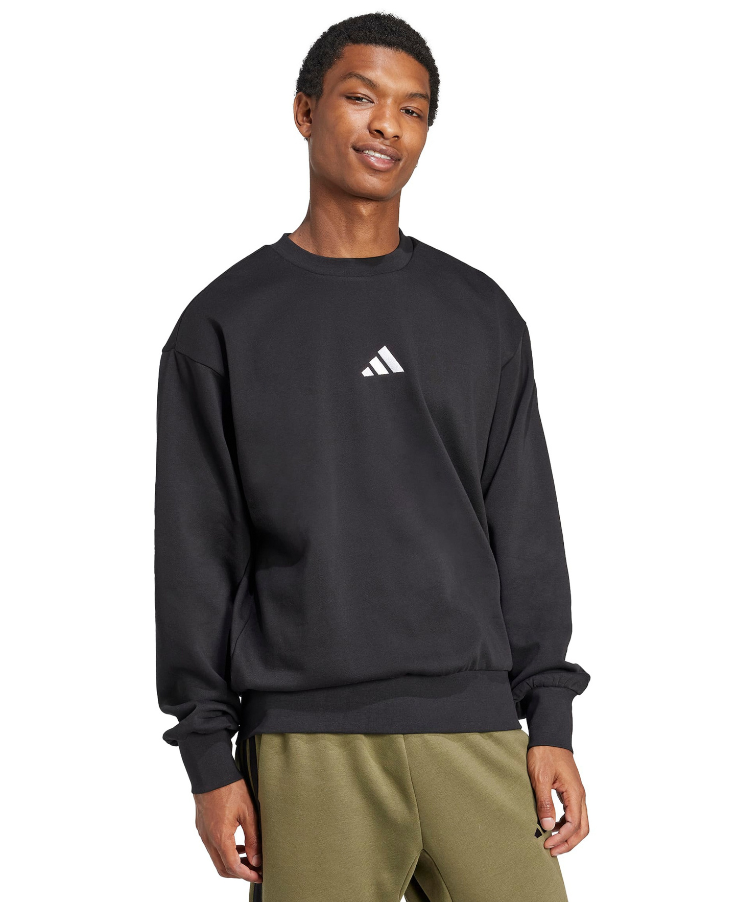 adidas Men's Essentials Feel Cozy Sportswear Crewneck Sweatshirt - Black