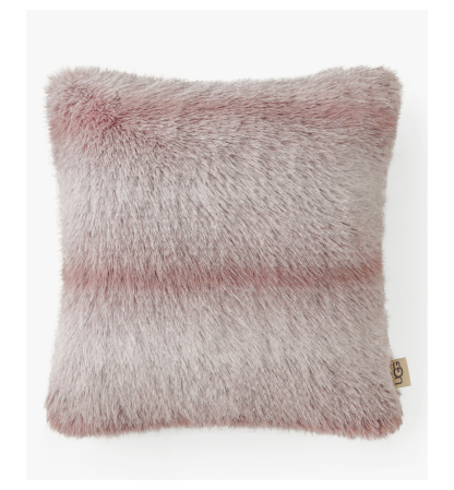 UGG® Clyde Faux Fur Pillow, 20" x 20" - Rosewood, Snow
