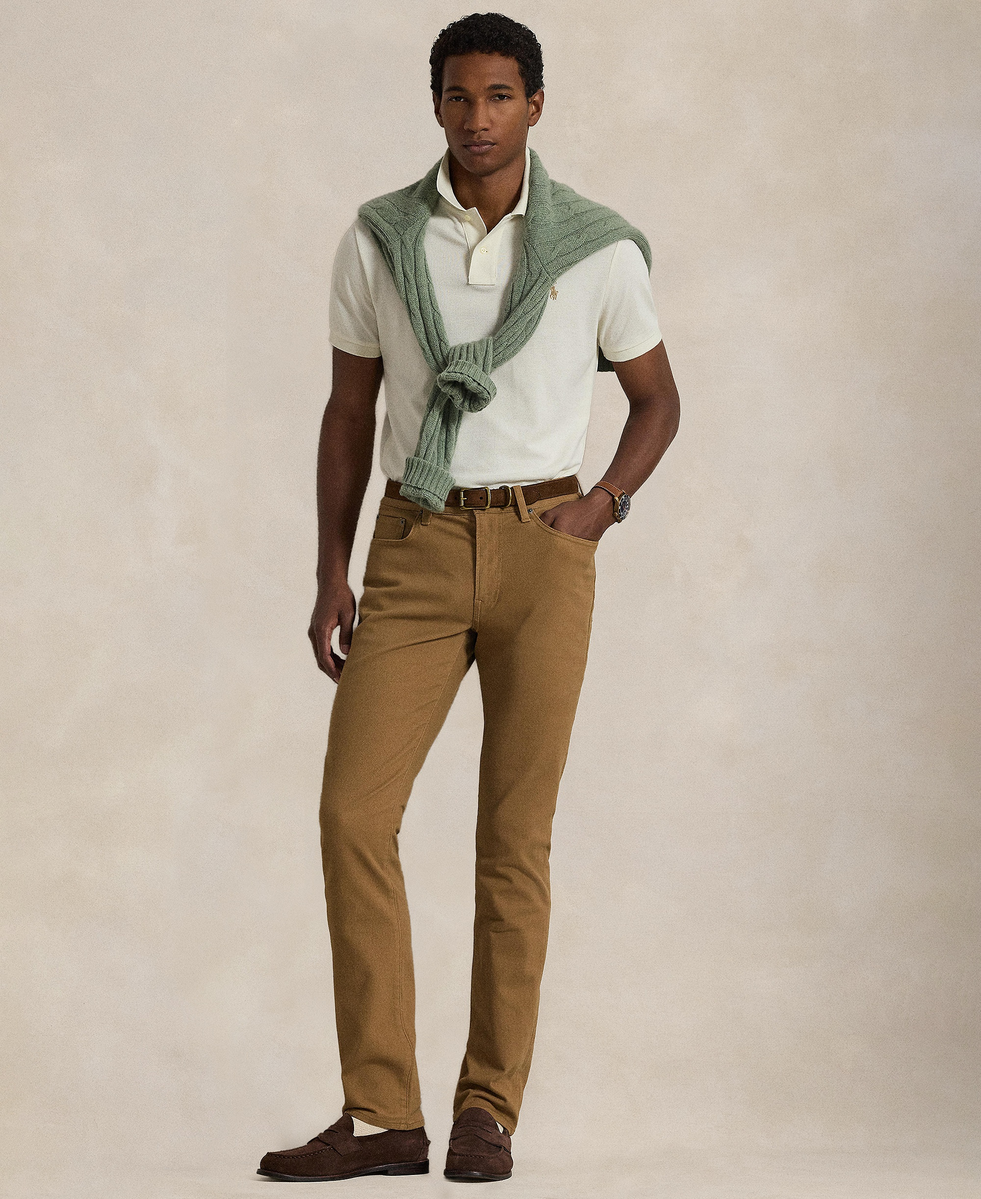 Polo Ralph Lauren Men's Cotton Custom Slim Fit Mesh Polo Shirt - Parchment Cream