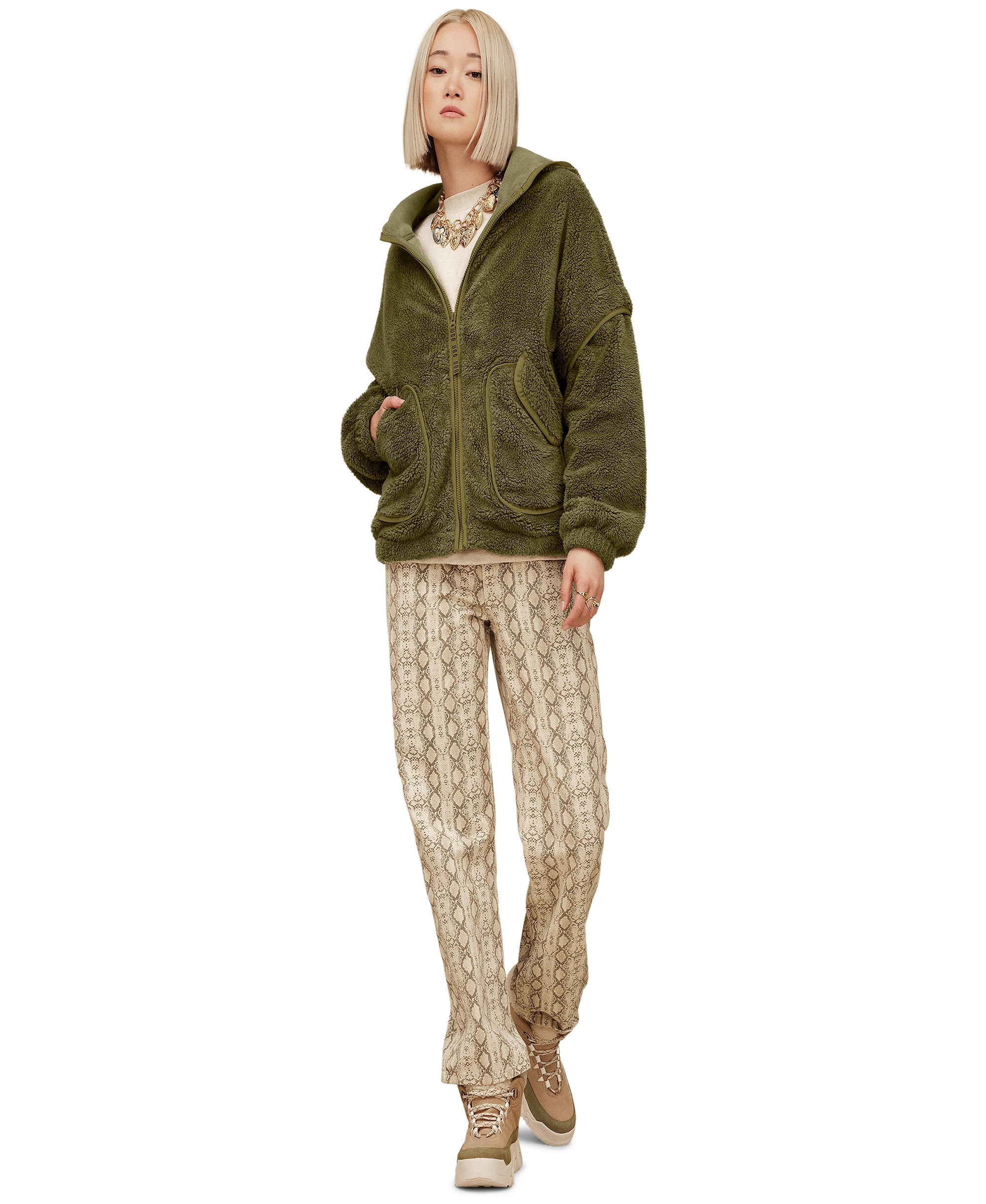 UGG® Women's Mariella Fluff Zip Hoodie - Burnt Olive