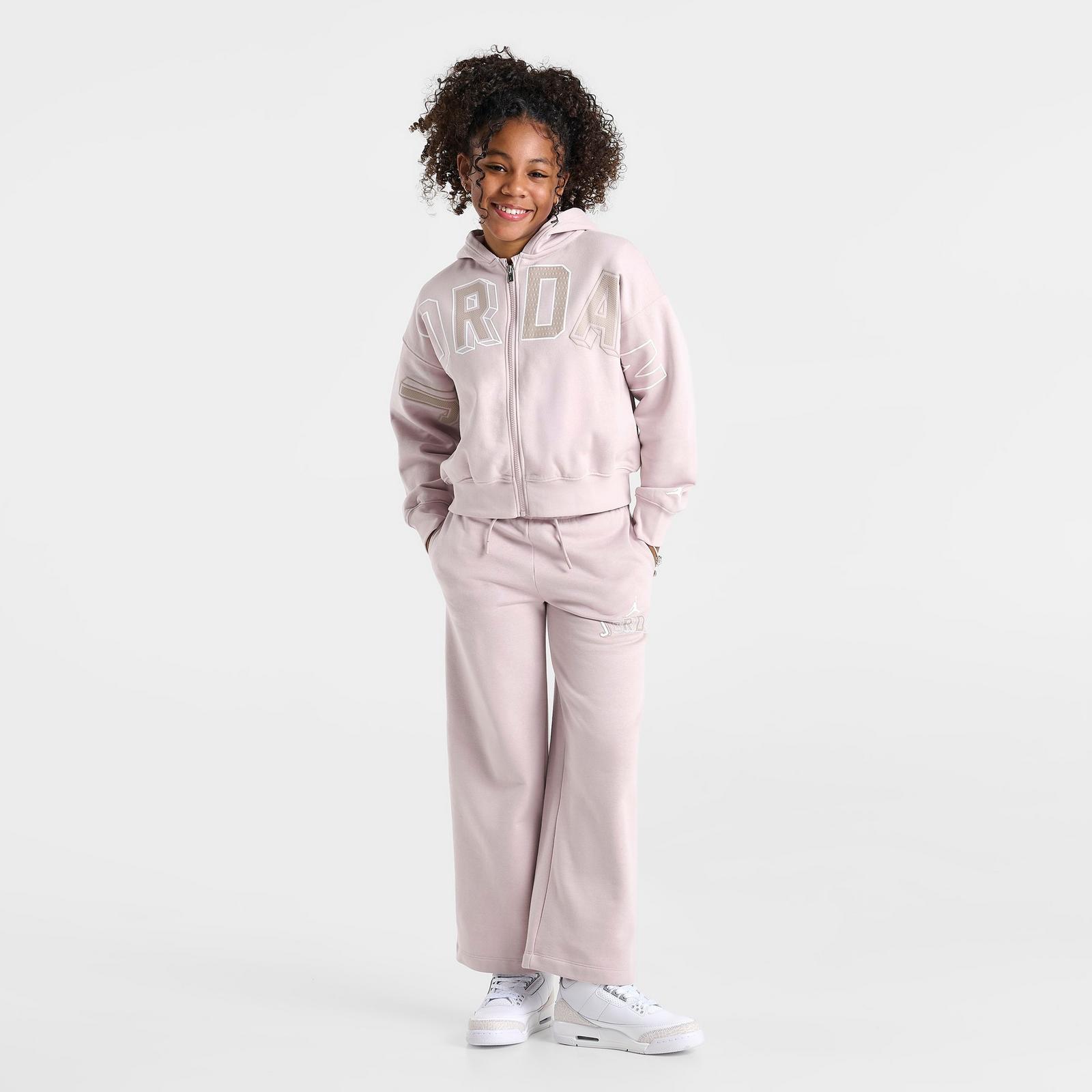 Girls' Big Kids' Jordan Wide Leg Fleece Pants - Particle Rose - view 2
