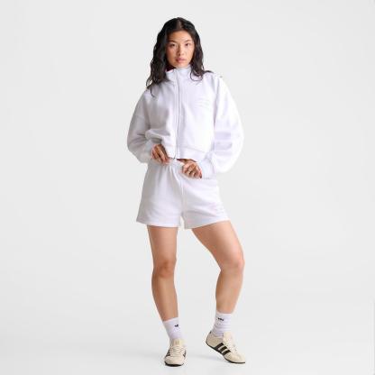 Women's adidas Originals Classic Sport Script Logo Fleece Shorts - White/True Pink/Clear Mint - view 2
