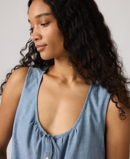 Levi's Women's Luella Sleeveless Tie-Neck Blouse - Breezy Blues