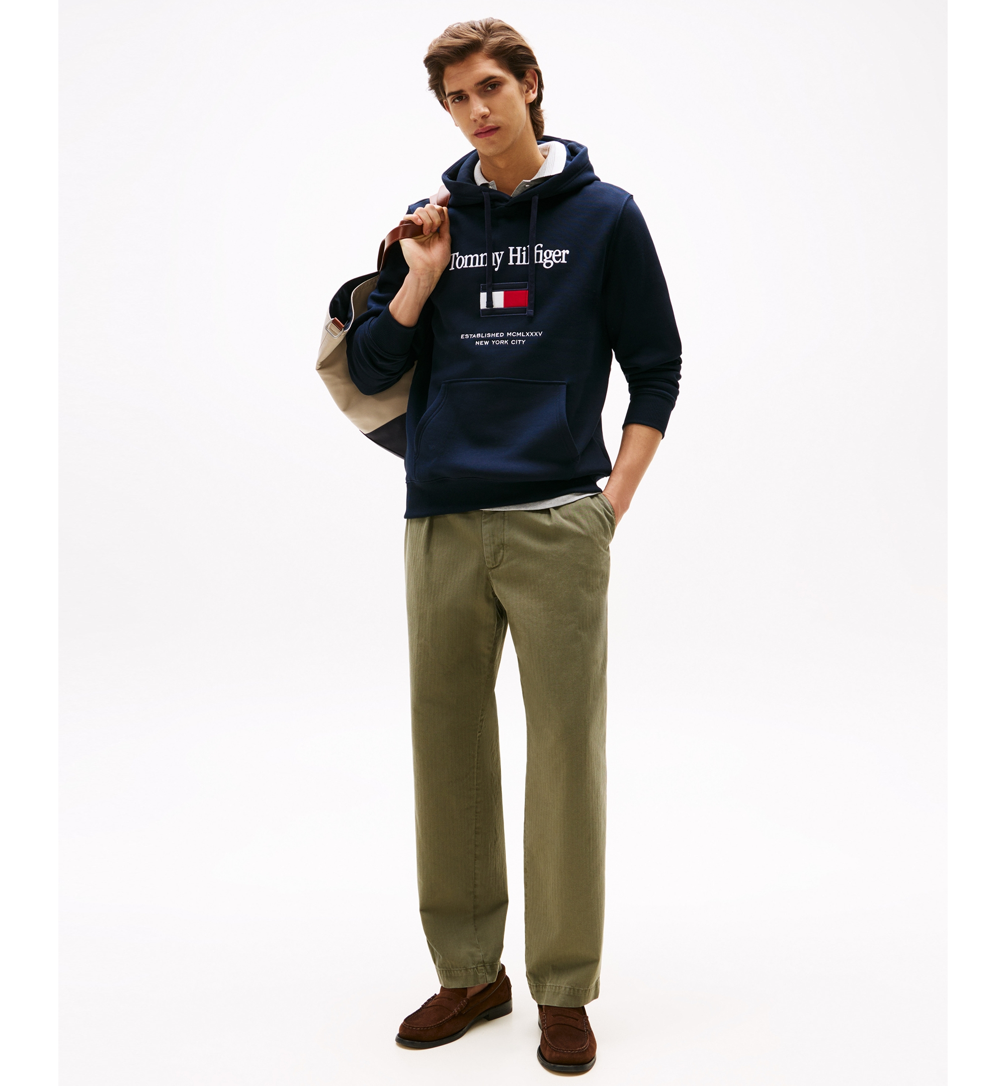 Tommy Hilfiger Men's Embroidered Flag Hoodie - Desert Sky