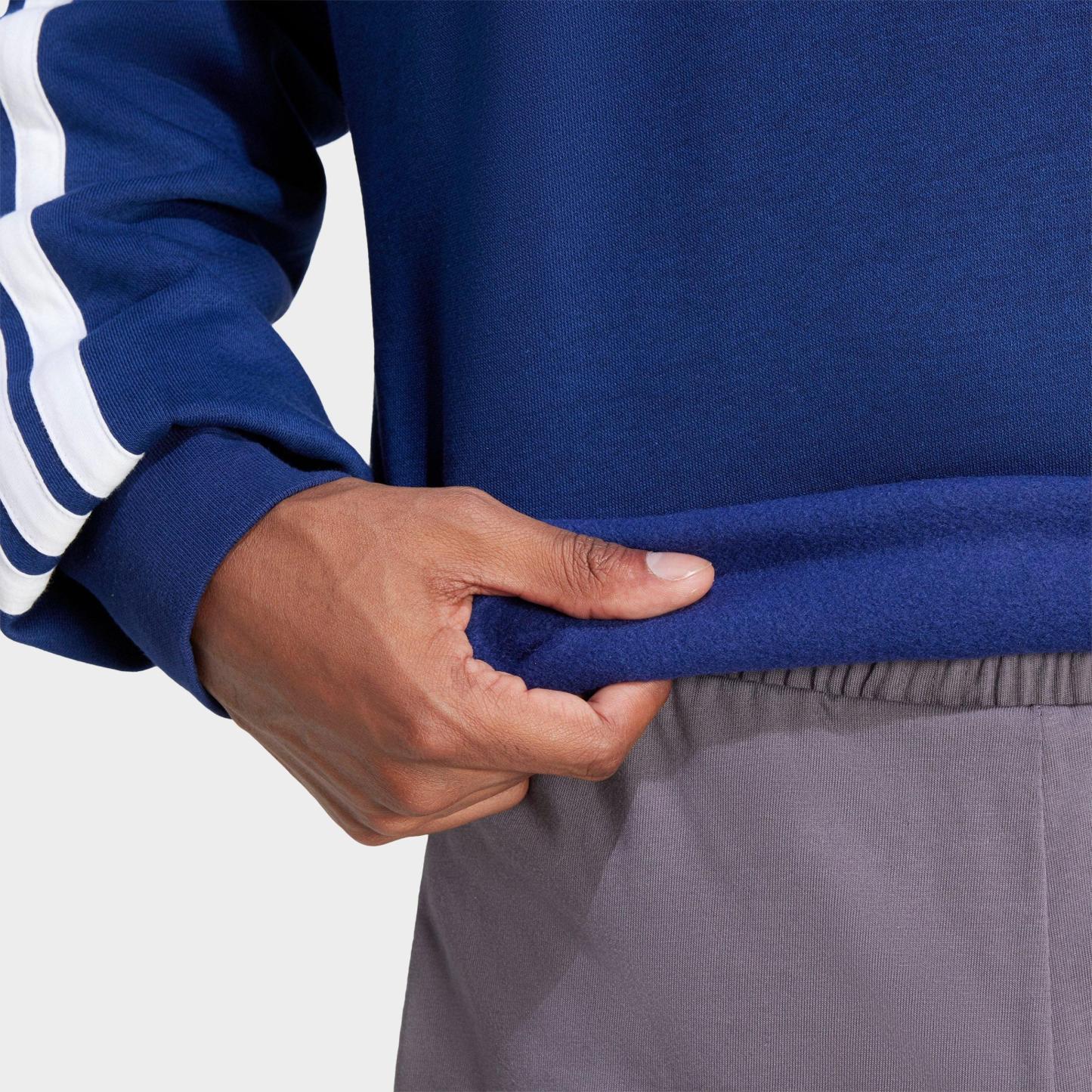 Men's adidas Essentials 3-Stripes Fleece Crewneck Sweatshirt - Dark Blue/White