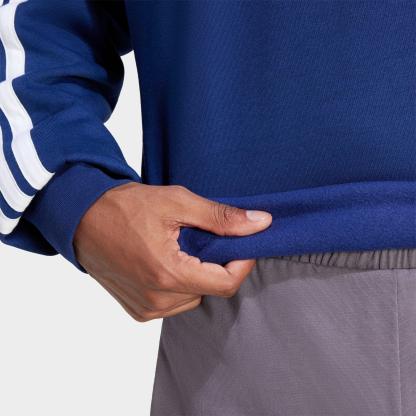 Men's adidas Essentials 3-Stripes Fleece Crewneck Sweatshirt - Dark Blue/White