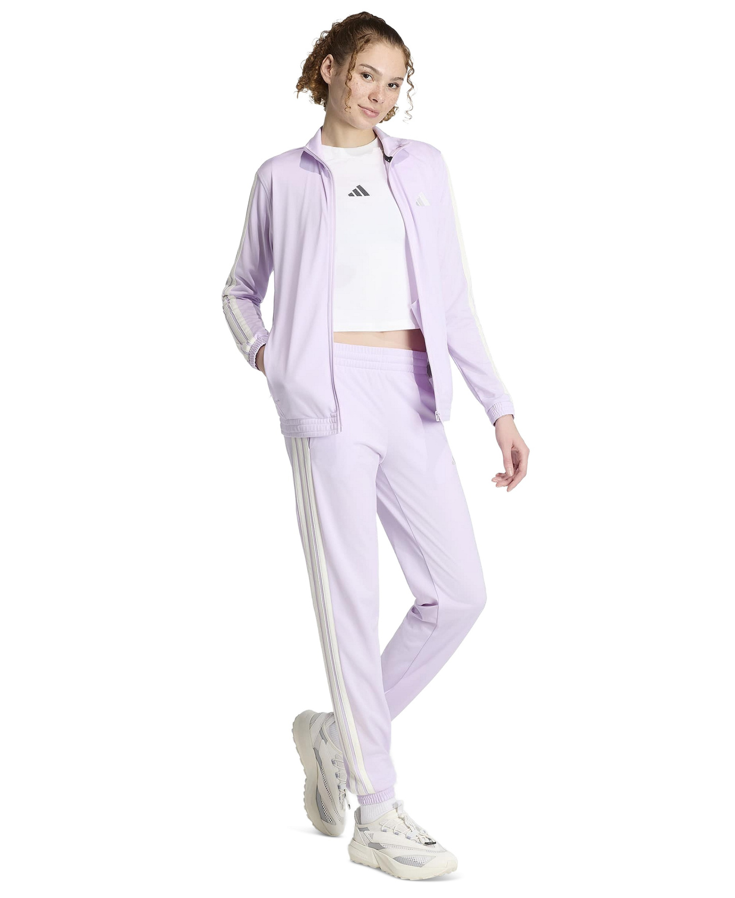 adidas Women's Tricot 3-Stripes Track Jacket - Ice Lavender