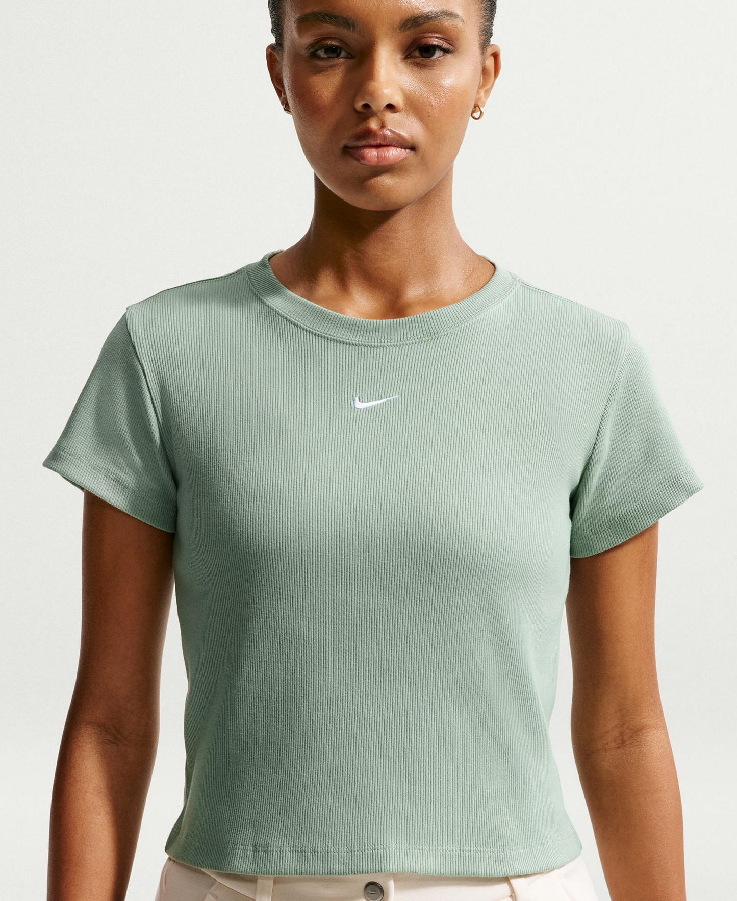 Nike Women's Sportswear Tight Ribbed Short-Sleeve T-Shirt - Steam