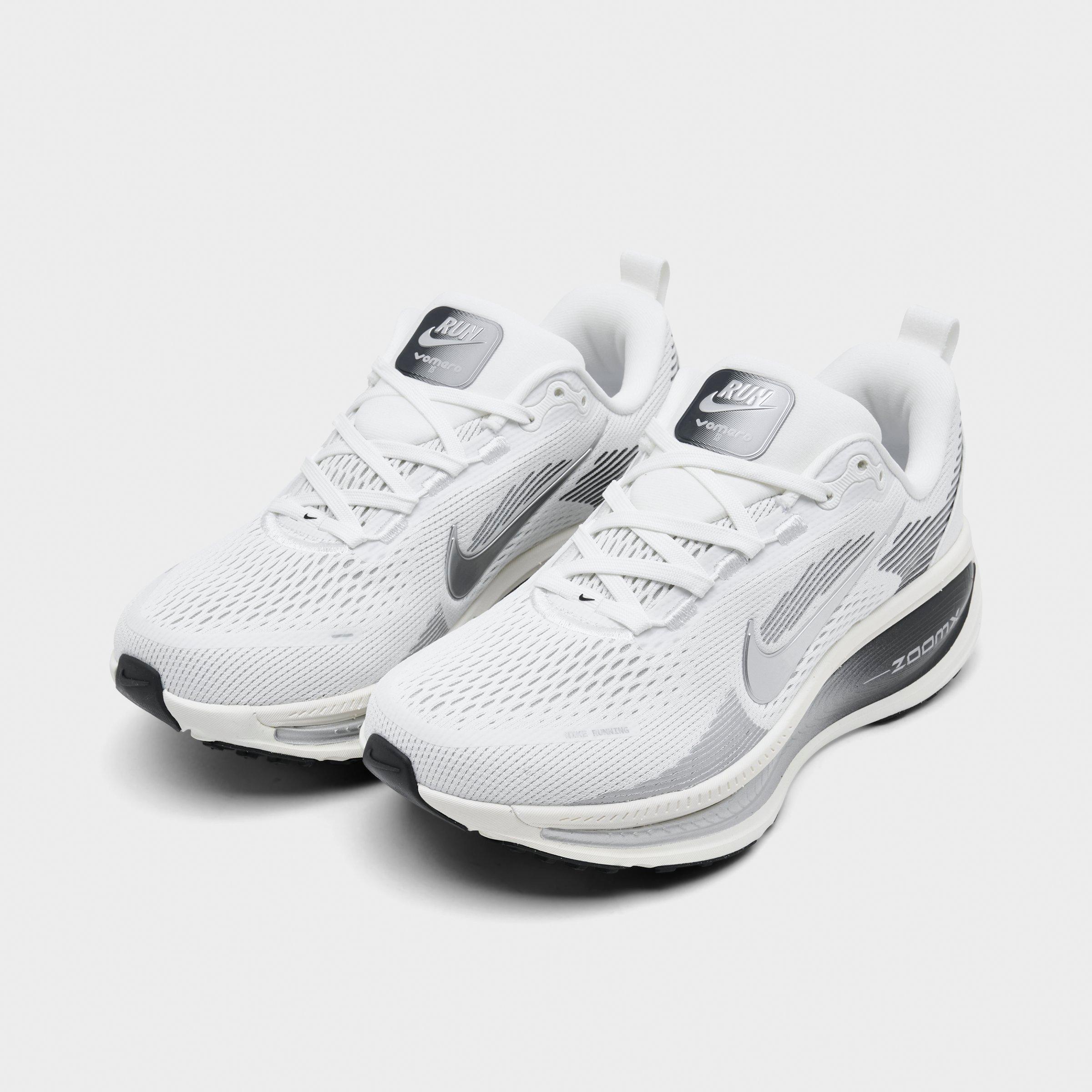 Women's Nithtke Vomero 18 Running Shoes - Part 2 - Summit White/Sail/Photon Dust/Metallic Silver - Both shoes facing left