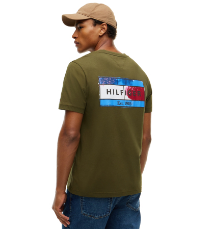 Tommy Hilfiger Men's Brand Love Back Flag Graphic T-Shirt - Huntsman Green