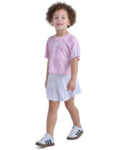 adidas Girls' 2T-6X Short-Sleeve Top & Skort, 2-Piece Set - Pink/Blue
