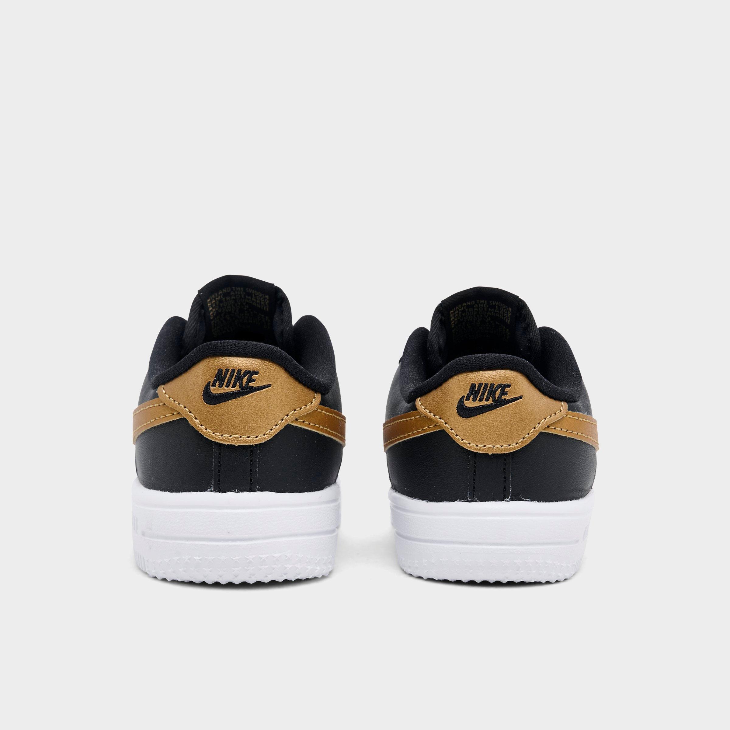 Infant and Kids' Toddler Nithtke Force 1 Low Casual Shoes - Part 1 - Black/Metallic Gold/White - Back view