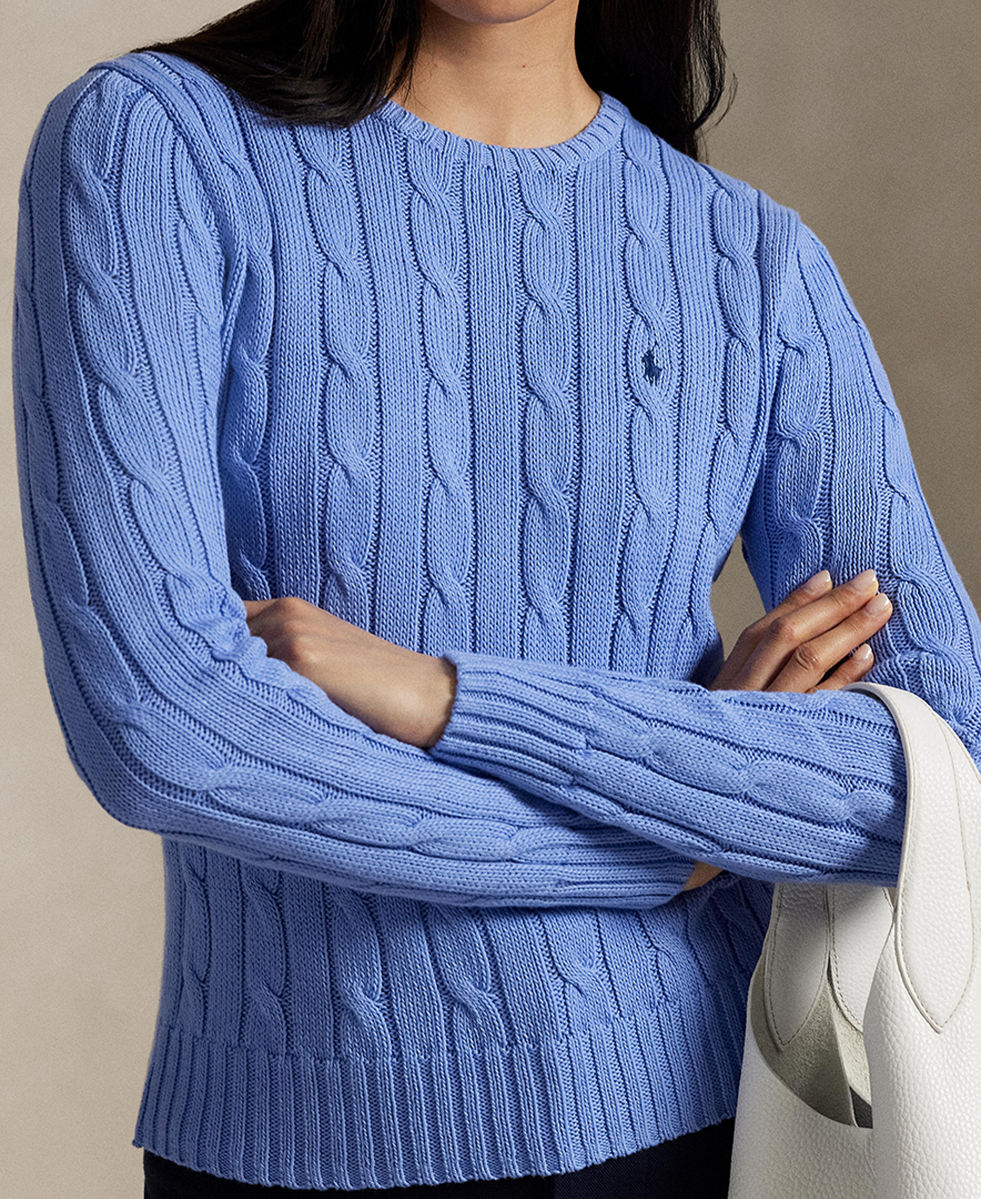 Polo Ralph Lauren Women's Cable-Knit Cotton Crewneck Sweater - New Litchfield Blue
