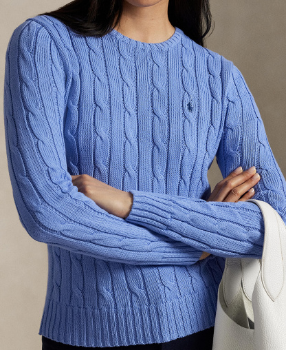 Polo Ralph Lauren Women's Cable-Knit Cotton Crewneck Sweater - New Litchfield Blue