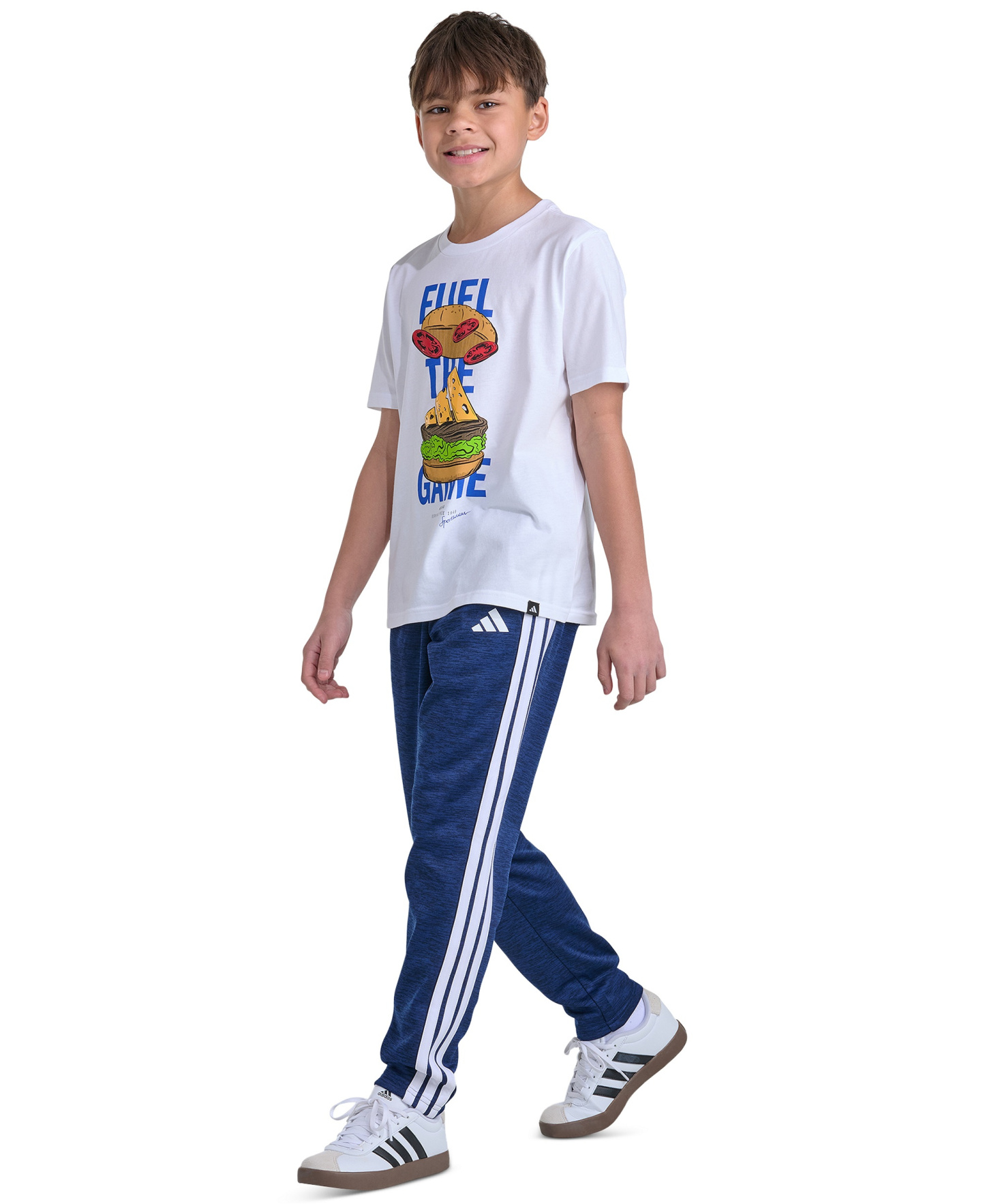 adidas Boys' 8-20 Elastic Waistband Pant - Dark Blue Heather