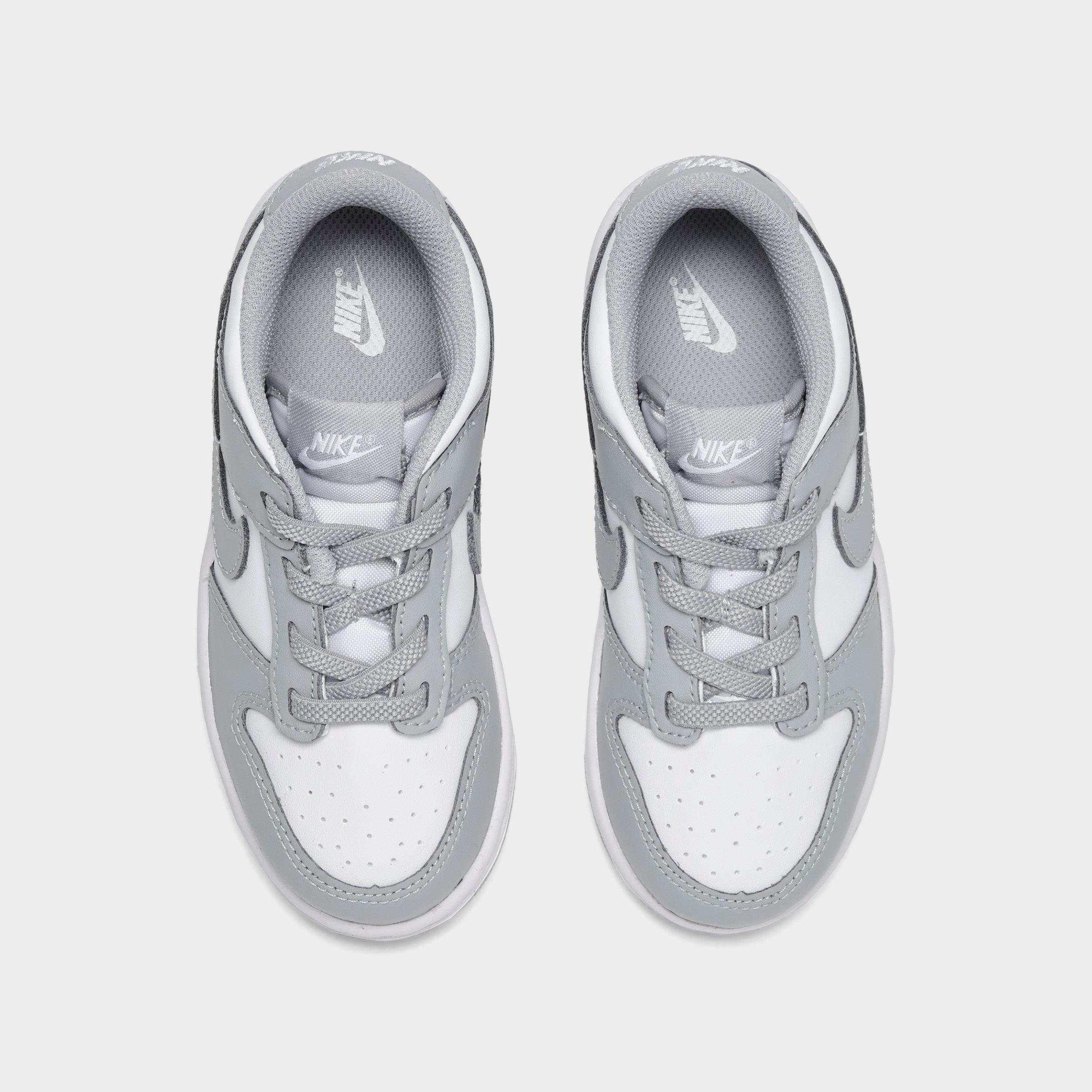 Kids' Toddler Nithtke Dunk Low Casual Shoes - White/Light Smoke Grey - Top view