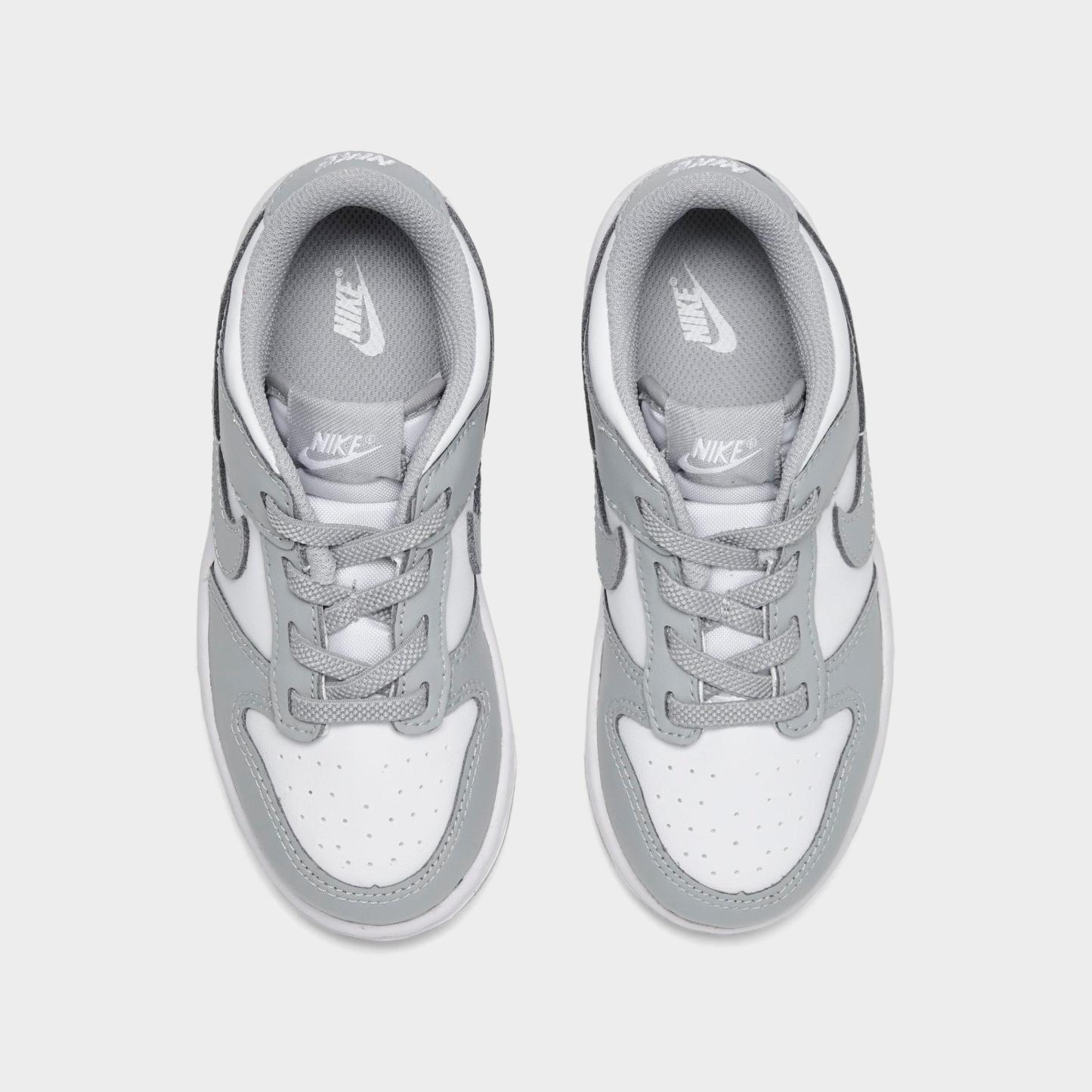 Kids' Toddler Nithtke Dunk Low Casual Shoes - White/Light Smoke Grey - Top view