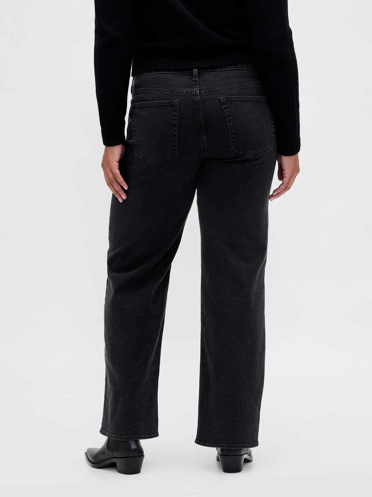 Low Rise Lace-Up '90s Loose Jeans - Black