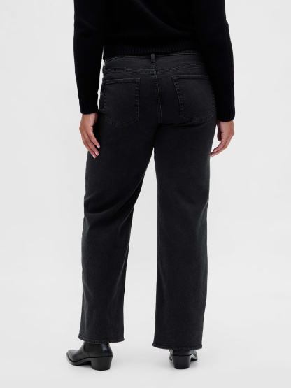 Low Rise Lace-Up '90s Loose Jeans - Black
