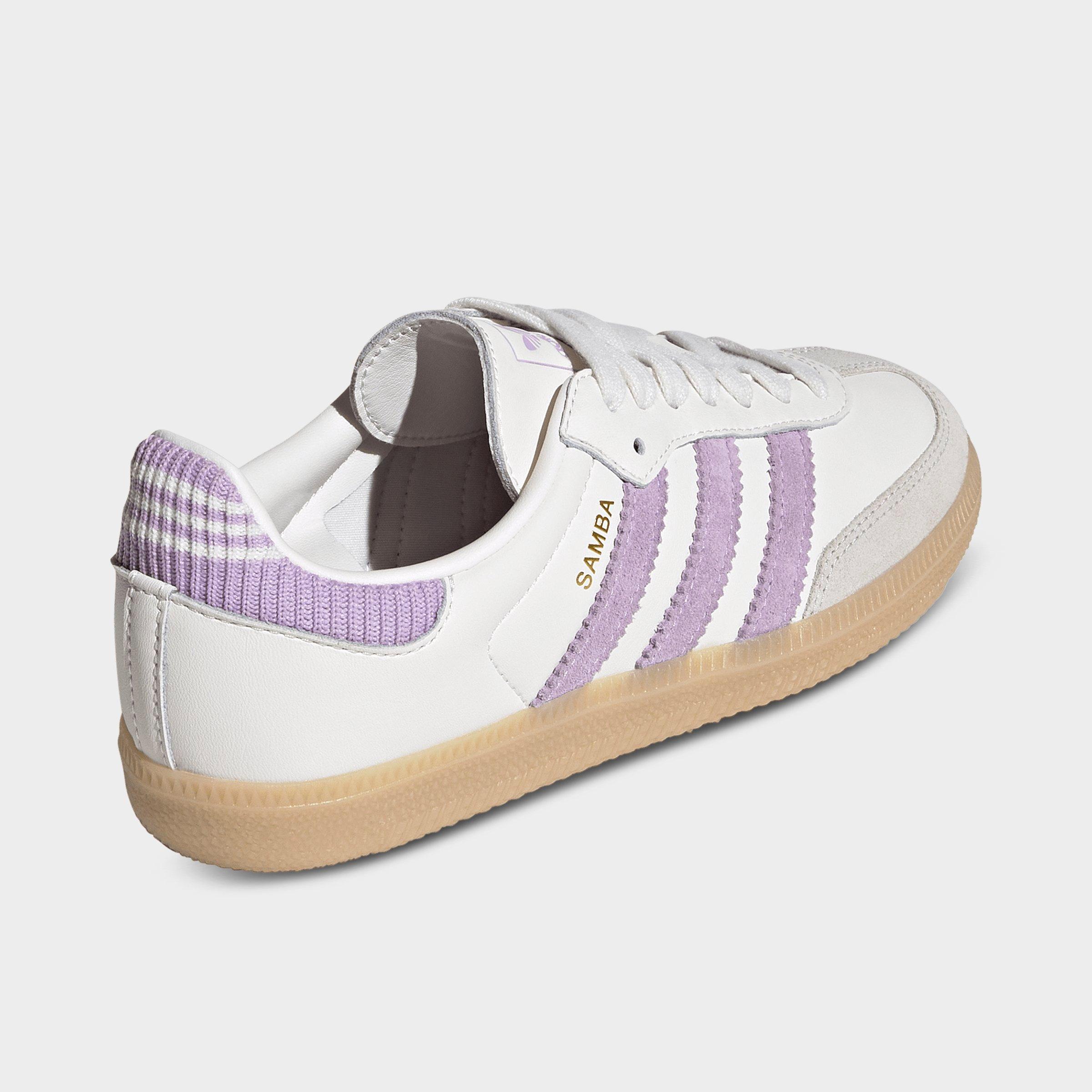 Big Kids' adidas Originals Samba OG Casual Shoes - Part 2 - Cloud White/Powder Plum/Gum - Back view