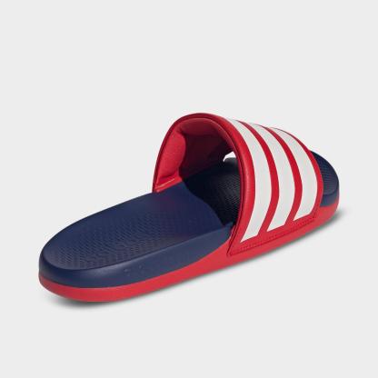 Women's adidas Adilette Comfort 2.0 Slide Sandals - Better Scarlet/Crystal White/Dark Blue - Back view