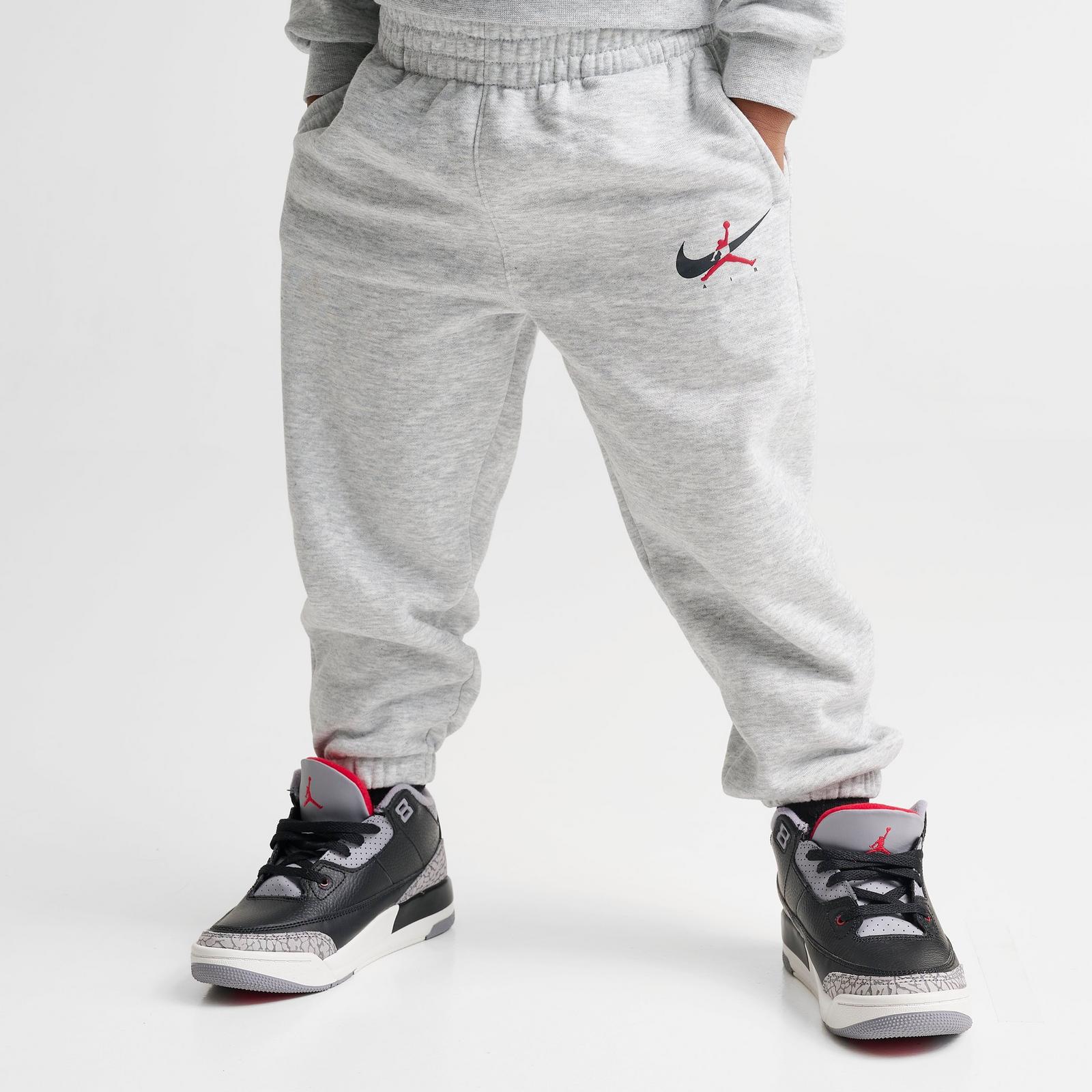 Kids' Toddler Jordan Jumpman Swoosh Crewneck Sweatshirt and Jogger Pants Set - Light Grey Heather - view 4