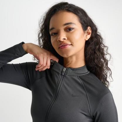 Women's Nithtke Pro Seamless Cropped Full-Zip Training Top - Dark Smoke Grey