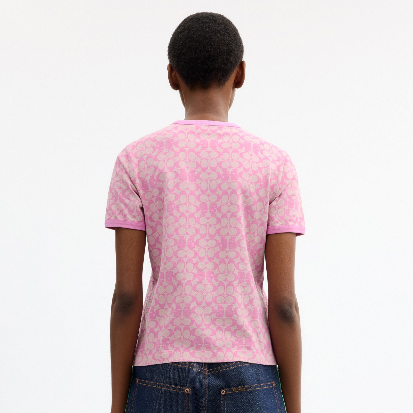 Coach | Brain Dead Signature Ringer T-Shirt - Fuschia - view 3