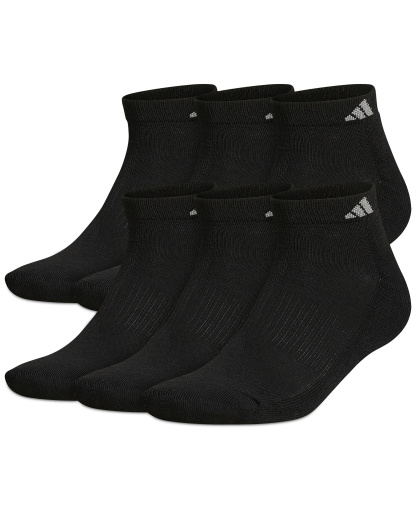 adidas Men's Cushioned Athletic 6-Pack Low Cut Socks - Black