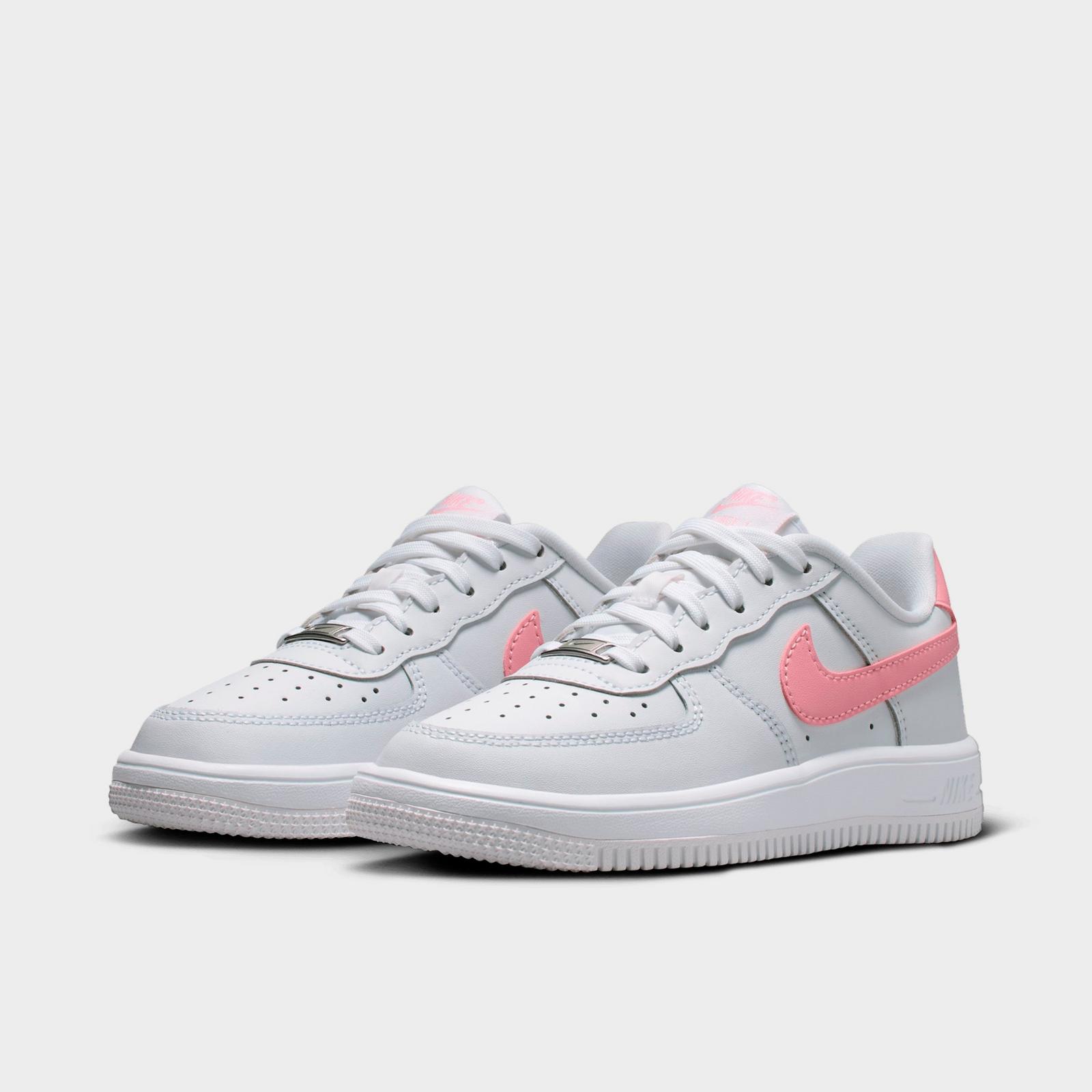 Little Kids' Nike Force 1 Casual Shoes - White/White/Medium Soft Pink