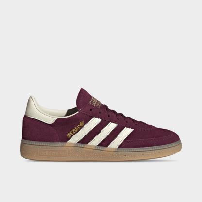 Women's adidas Originals Handball Spezial Casual Shoes - Part 3 - Maroon/Cream White/Gold Metallic - Left shoe facing left. Outside of the shoe.