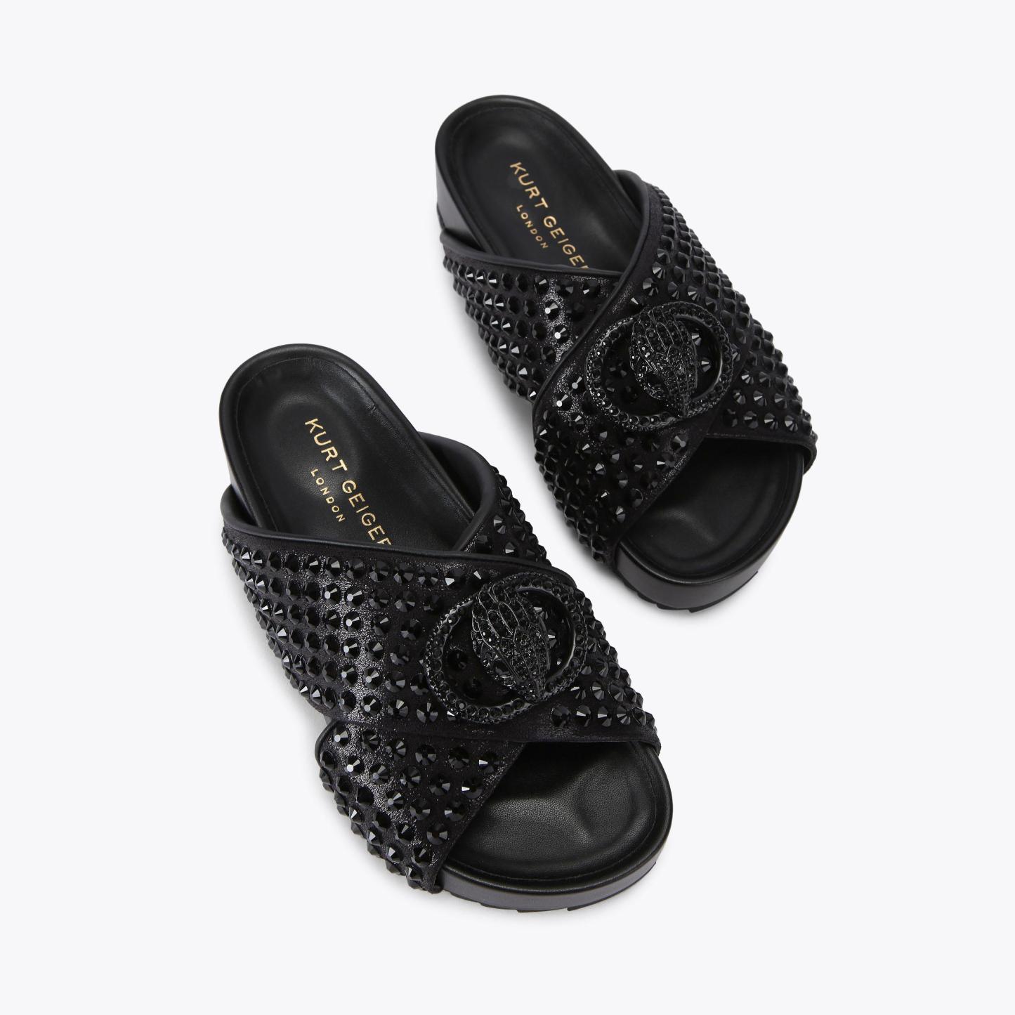 Kurt Geiger London Chelsea Drench Cross Strap Sandal - Black - view 3