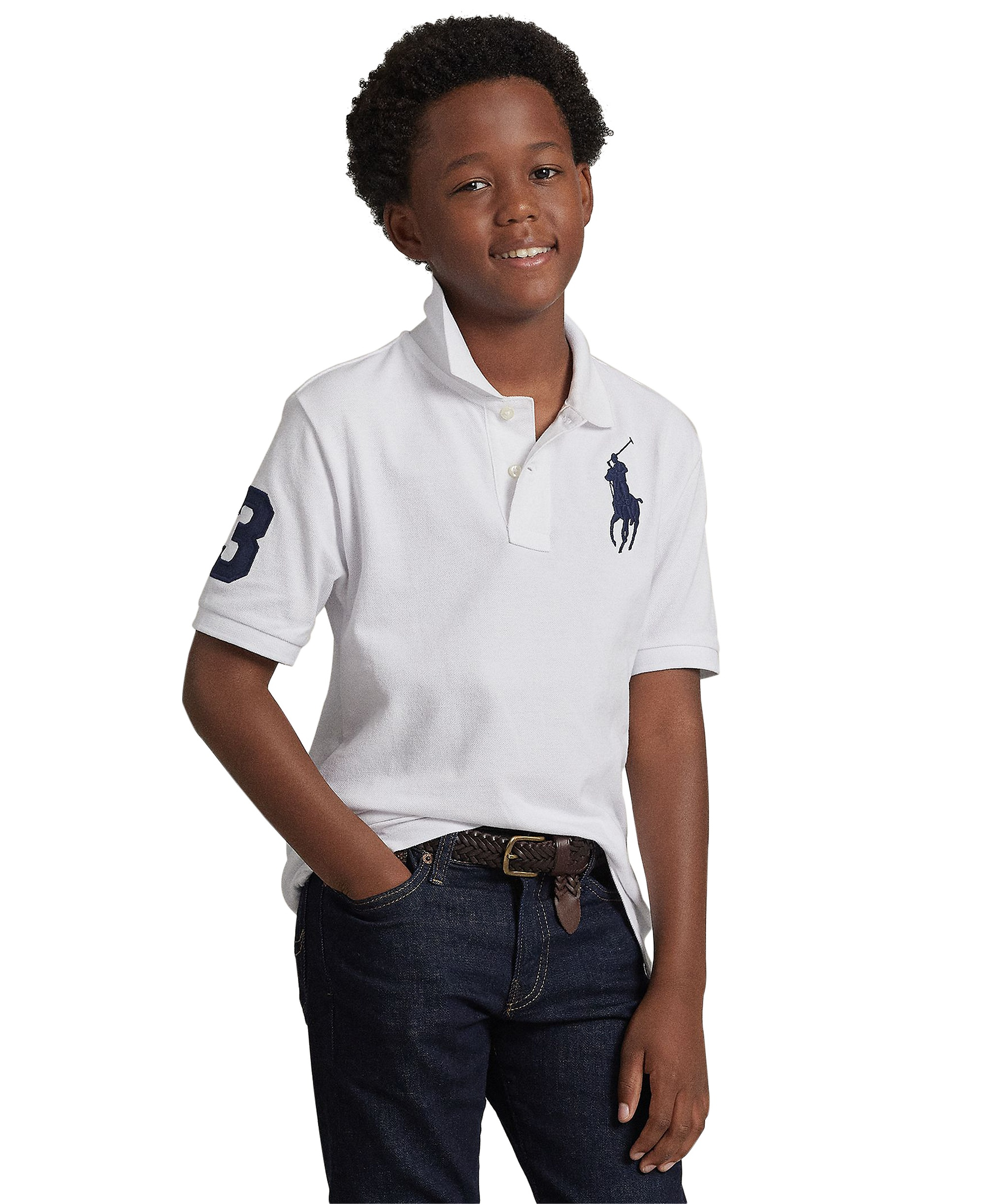Polo Ralph Lauren Boys' 8-20 Big Pony Cotton Mesh Short-Sleeve Polo Shirt - White