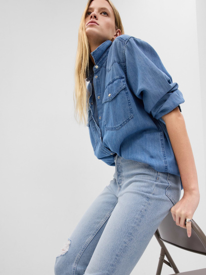 High Rise Cheeky Straight Jeans - Light wash