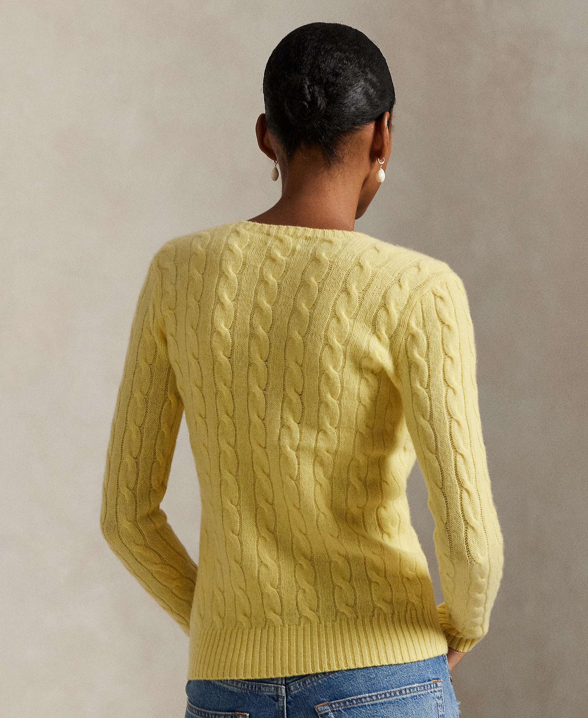 Polo Ralph Lauren Women's Cable Wool-Cashmere Crew Neck Sweater - Fall Yellow