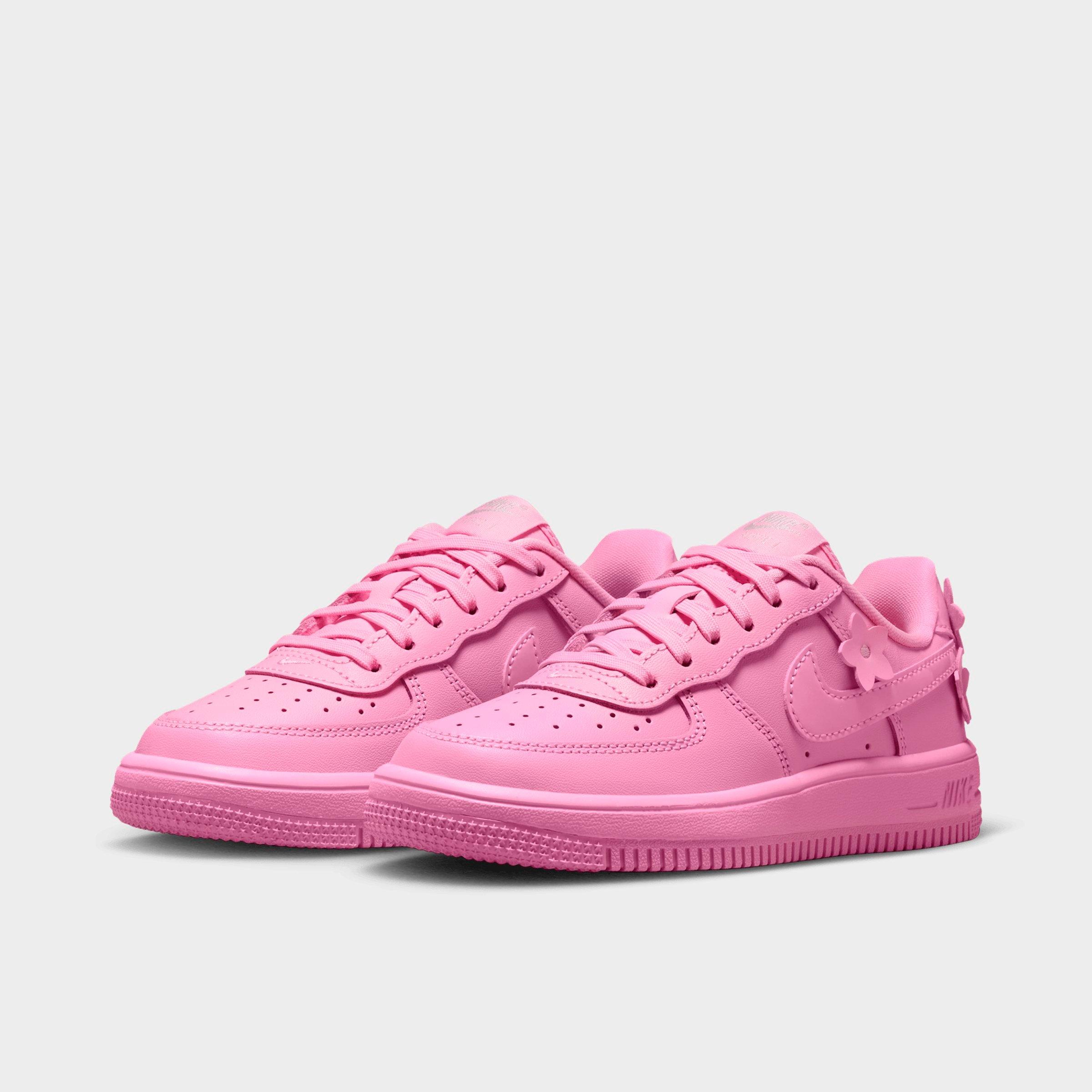 Little Kids' Nithtke Force 1 Casual Shoes - Part 1 - Pink Rise/Pink Foam/Metallic Silver/Pink Rise - Both shoes facing left