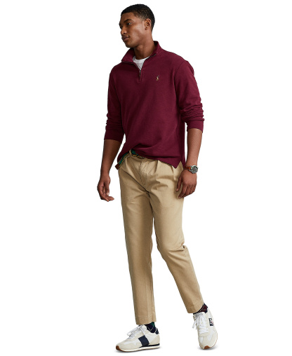 Polo Ralph Lauren Men's Estate-Rib Cotton Quarter-Zip Sweater - CLASSIC WINE