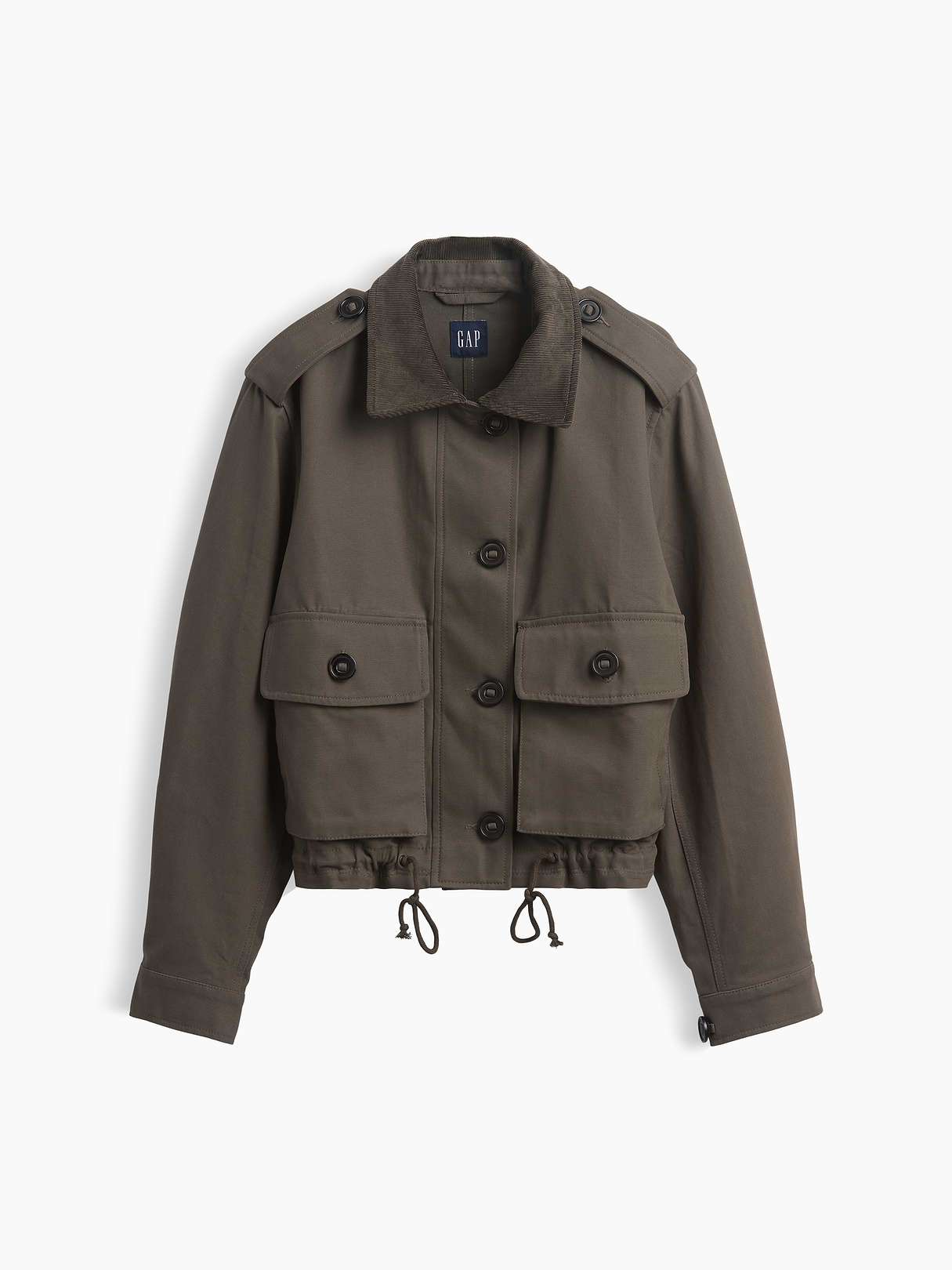 Canvas Crop Utility Jacket - Bamboo green