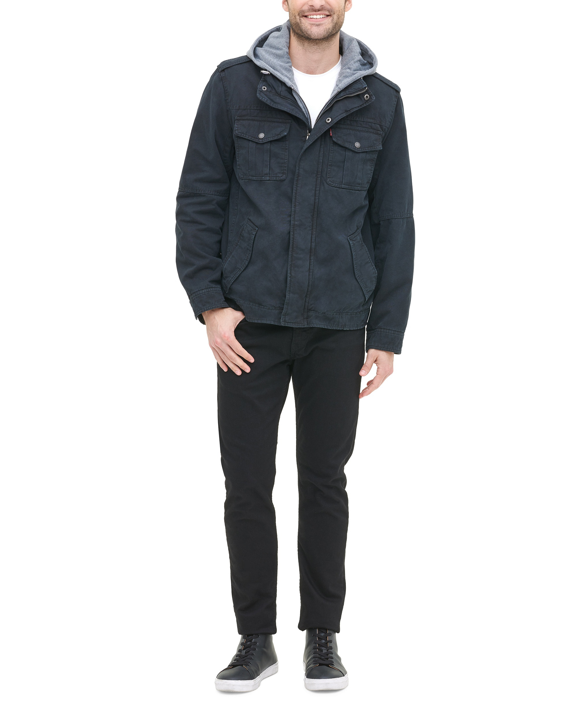 Levi's Men's Two Pocket Hooded Trucker Jacket - Navy