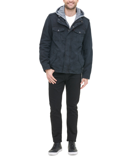 Levi's Men's Two Pocket Hooded Trucker Jacket - Navy